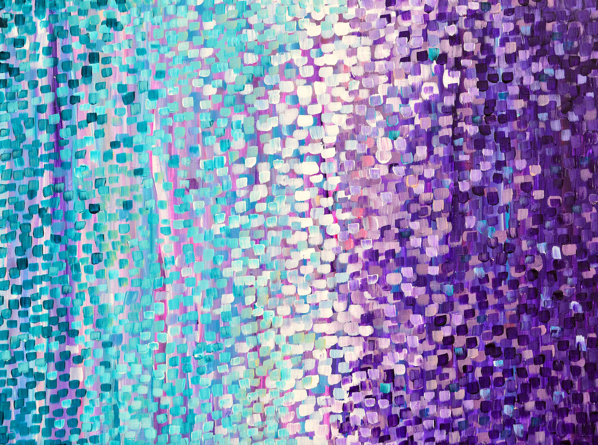Winter Garden Turquoise Pastel Blue & Purple Impressionist Broken Colour Painting by Louise Mead