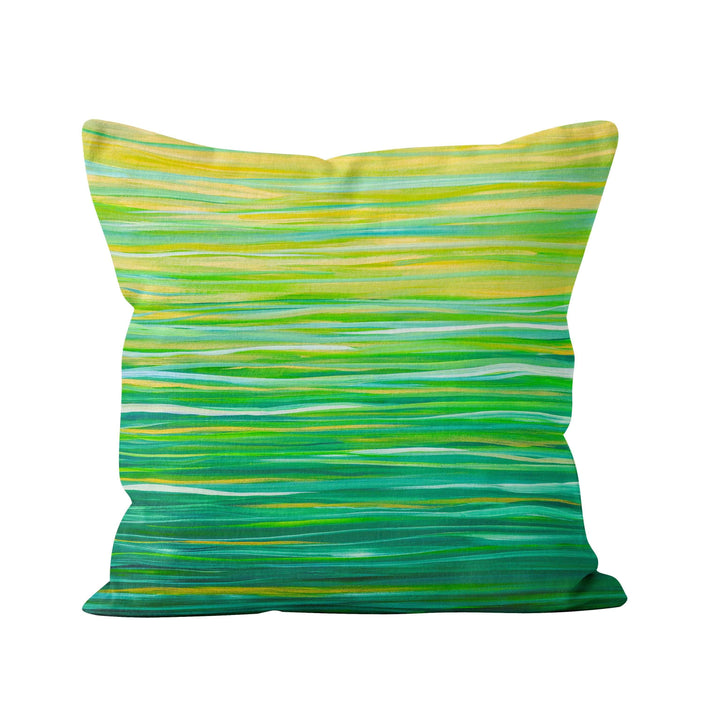 Green & Yellow Striped Cushion