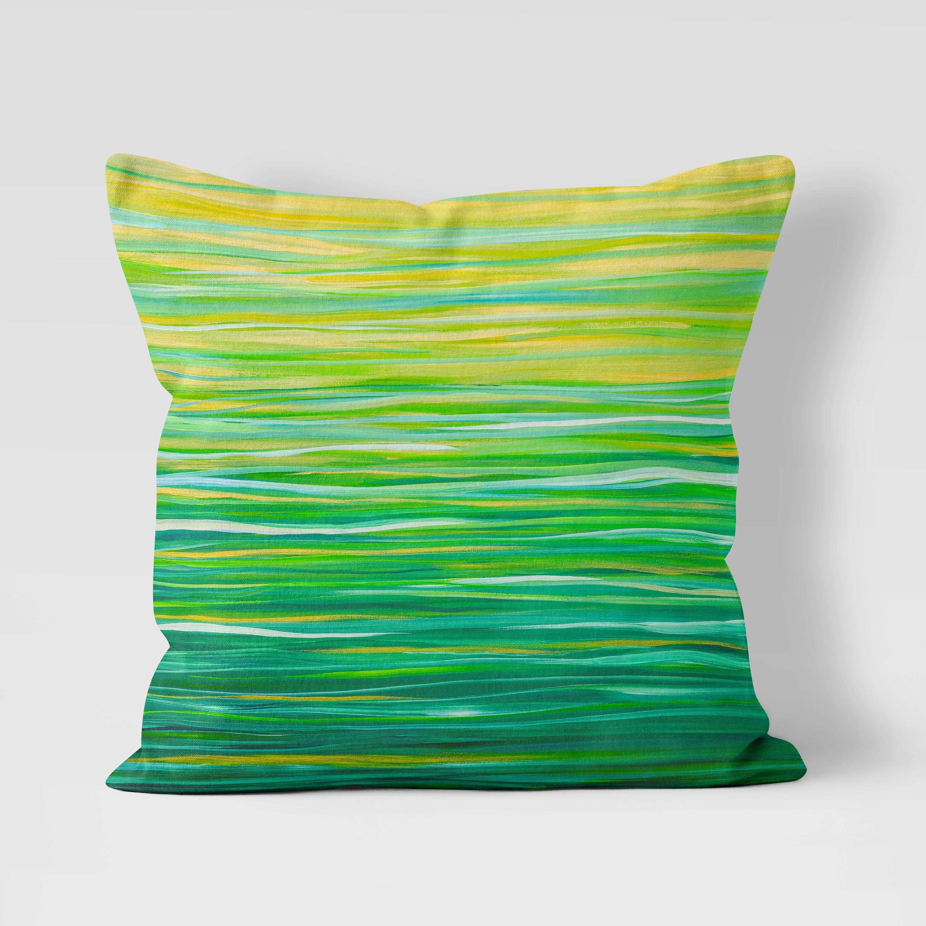 Green & Yellow Striped Cushion