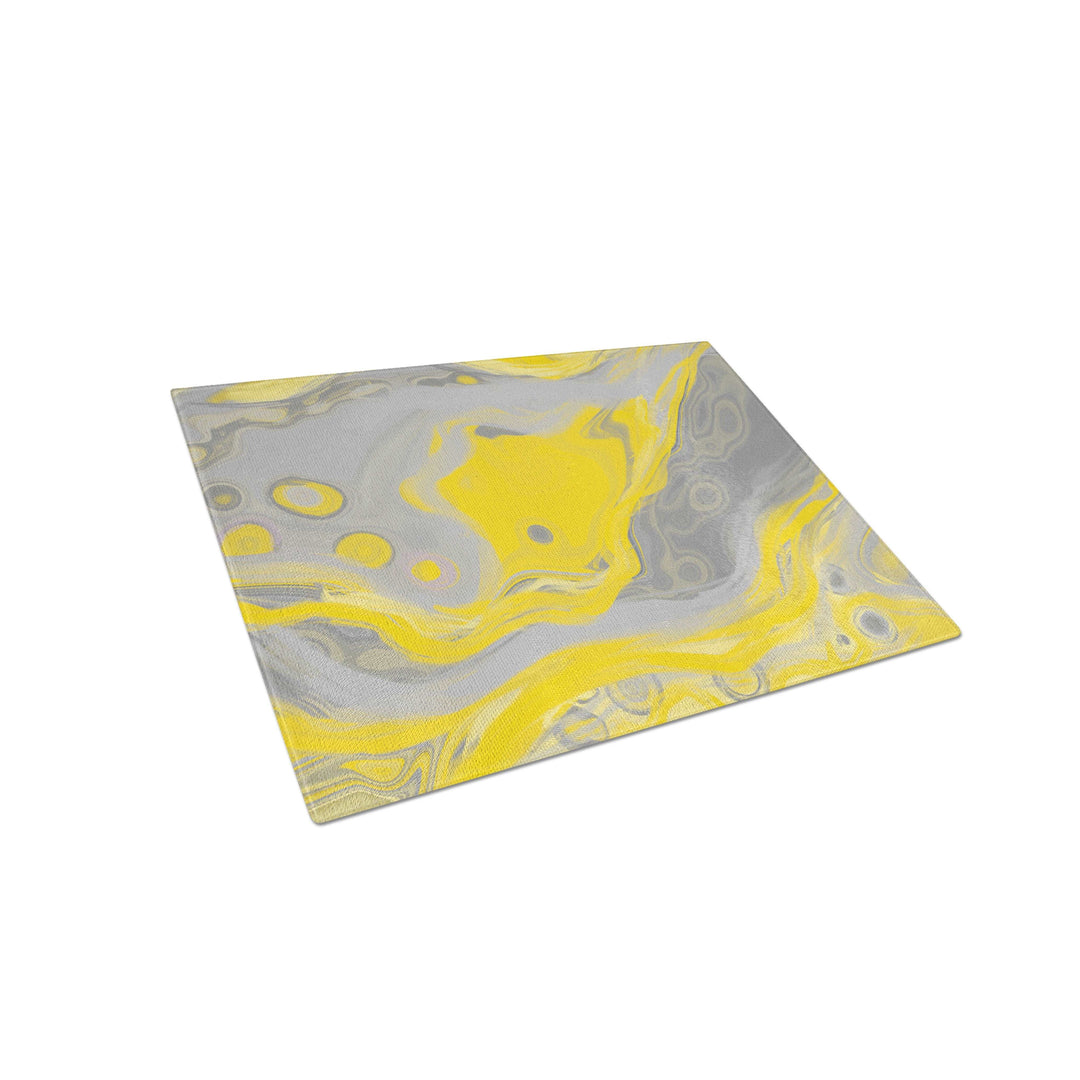 'Zest' Yellow & Grey Glass Chopping Board