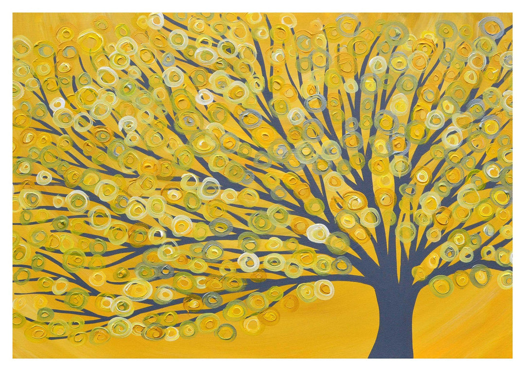 Yellow & Grey Abstract Tree Wall Art Print - Louise Mead