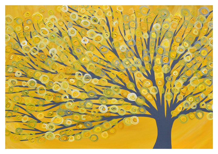 Yellow & Grey Abstract Tree Wall Art Print - Louise Mead