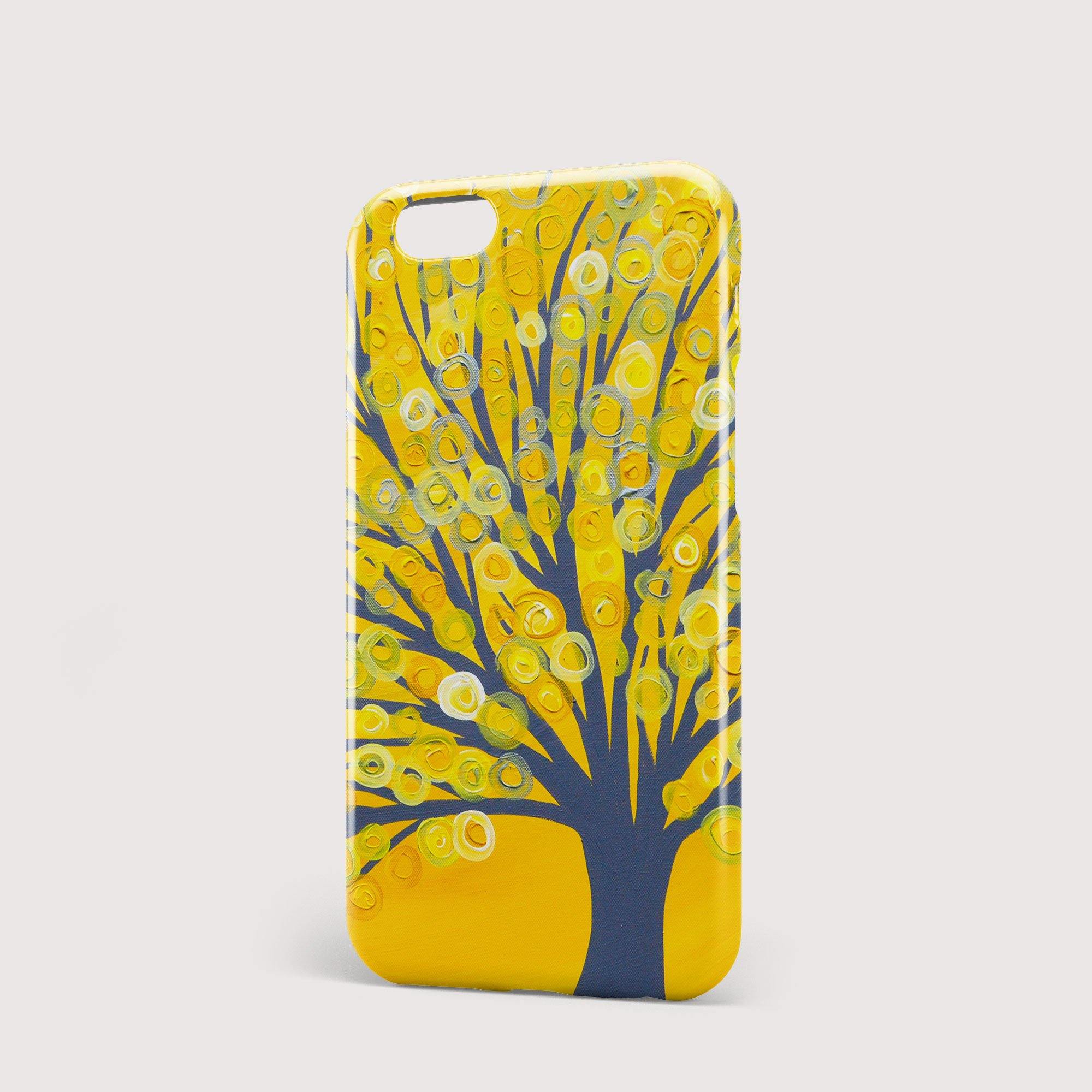 Yellow & Grey Tree iPhone Case