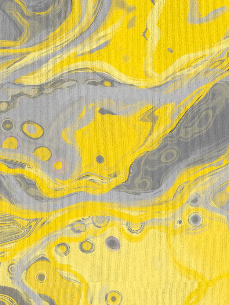 Zest Yellow & Grey Abstract Fluid Art Mixed Media Painting by Louise Mead