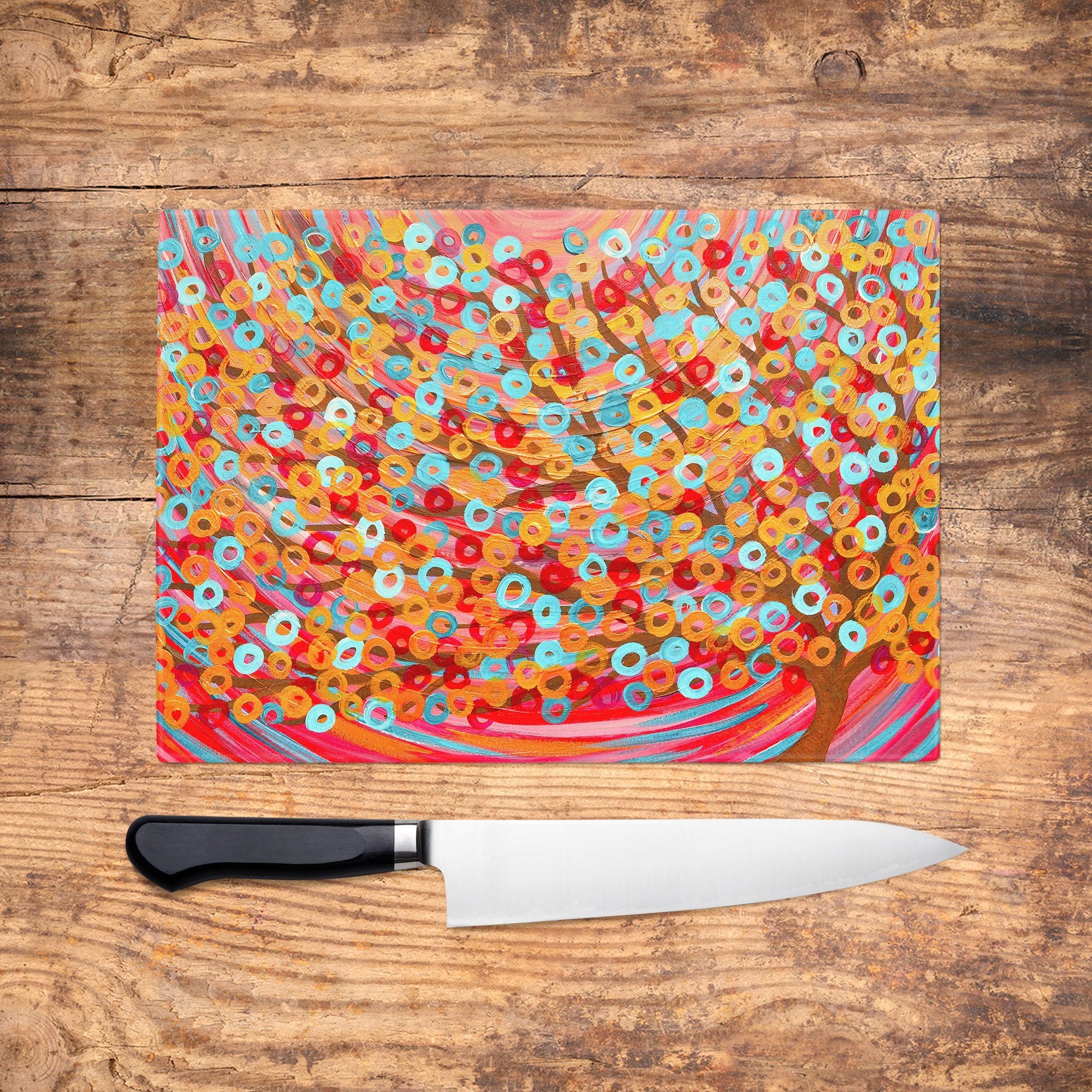 Red Tree Glass Chopping Board - Louise Mead