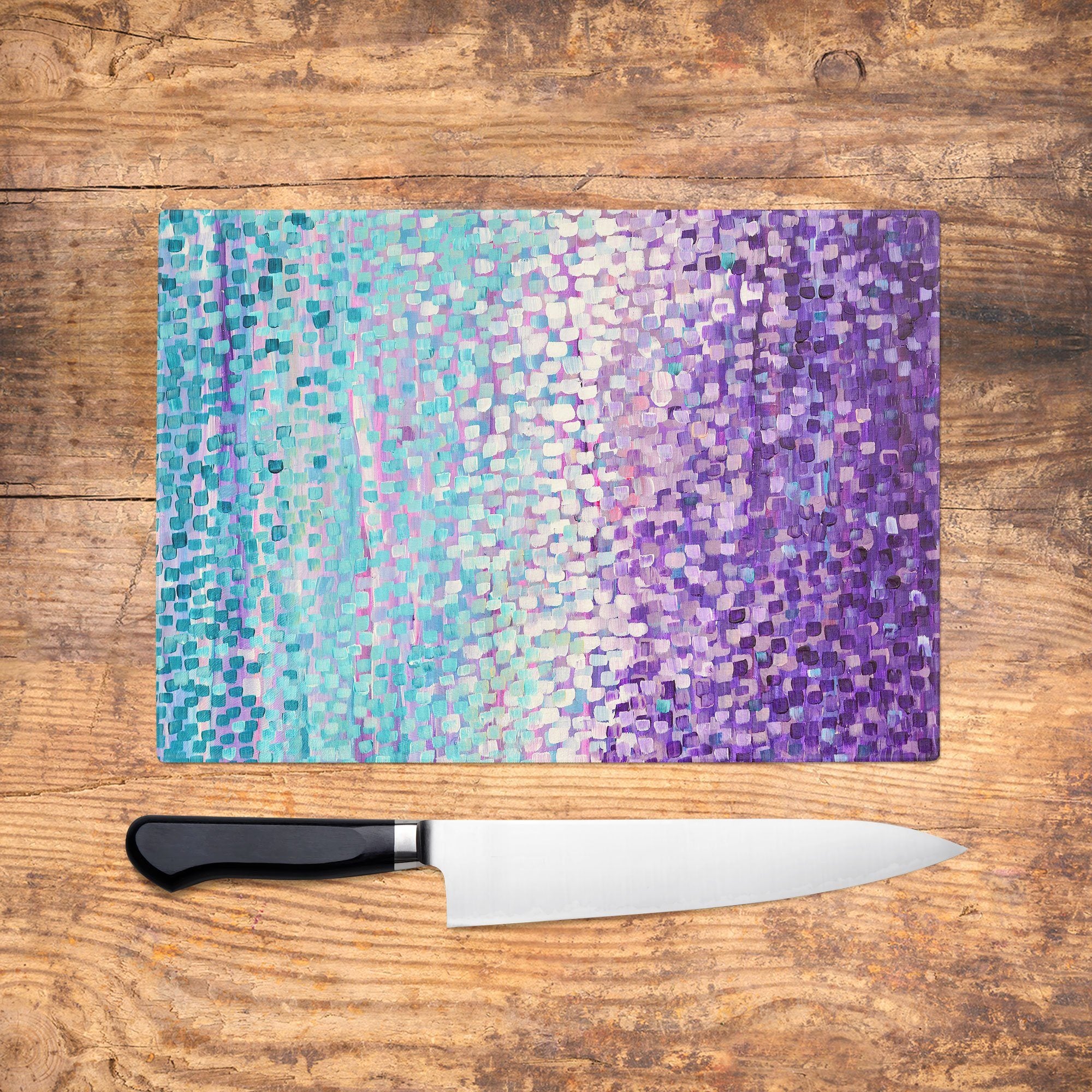 Turquoise & Purple Glass Chopping Board - Louise Mead