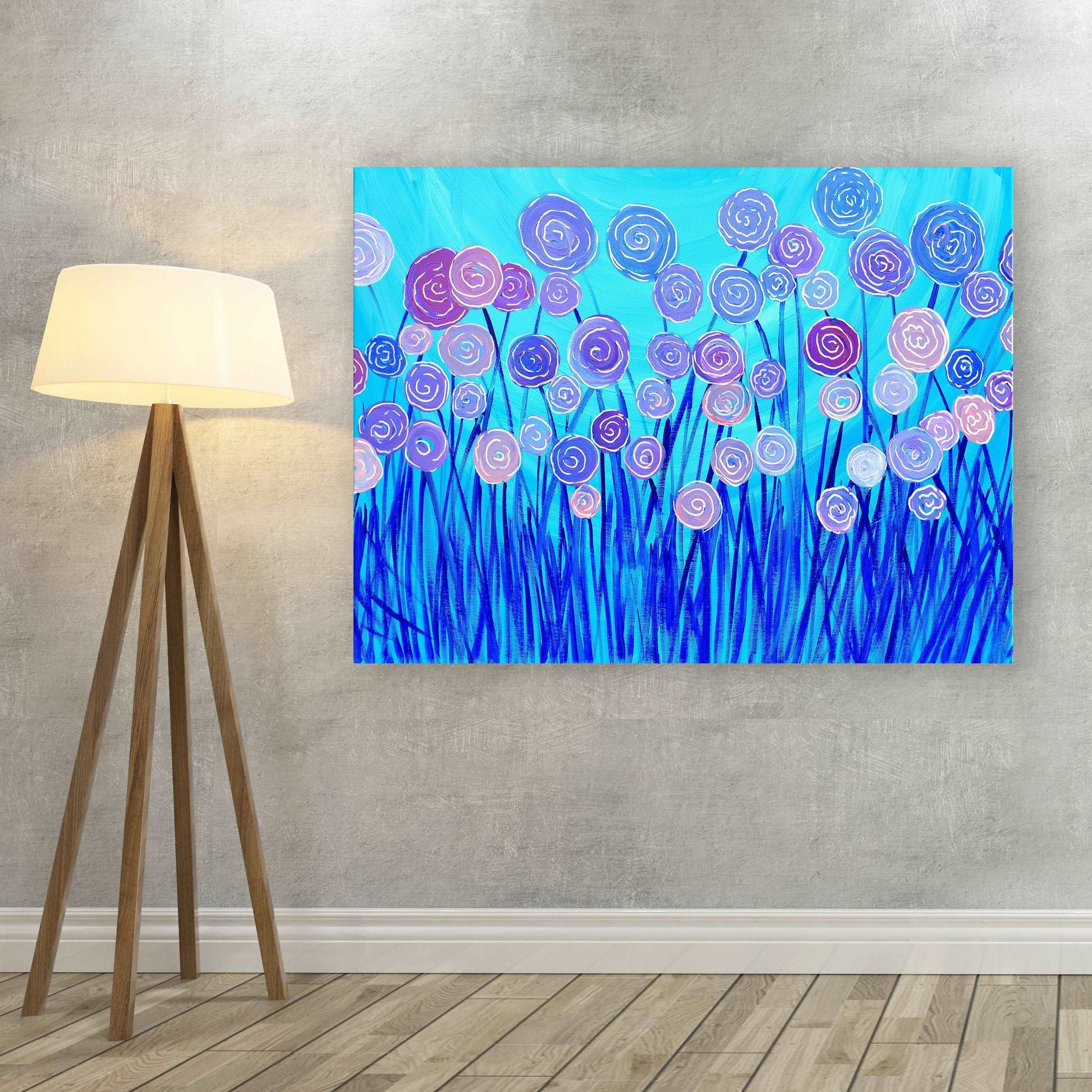 Blue & Lilac Flowers Canvas Print - Louise Mead