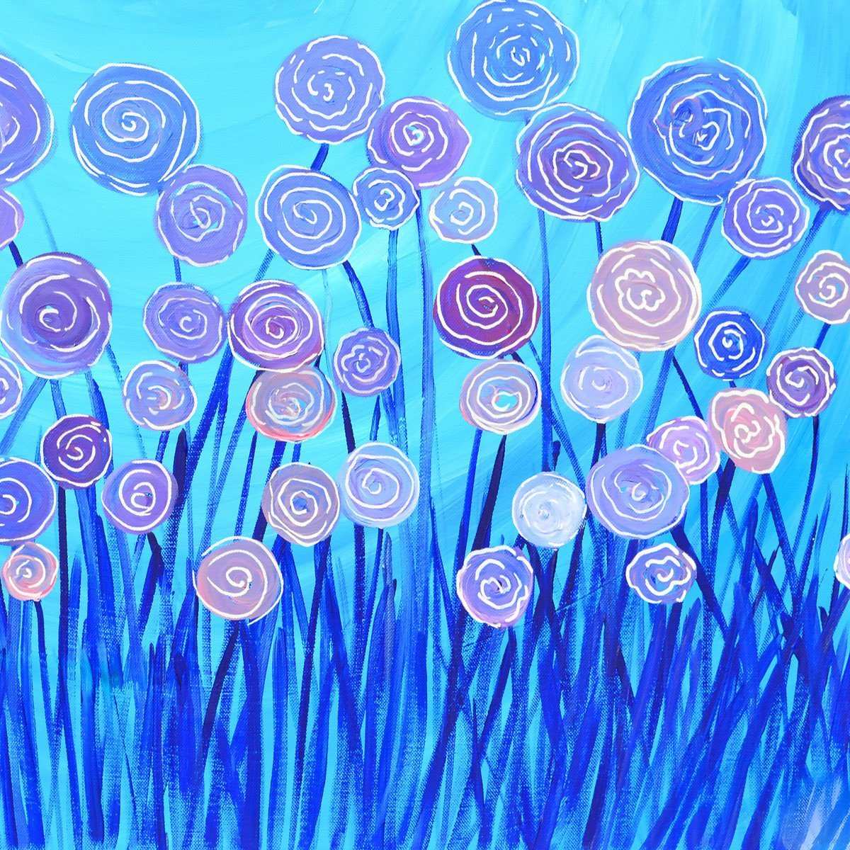 Blue & Lilac Flowers Canvas Print - Louise Mead