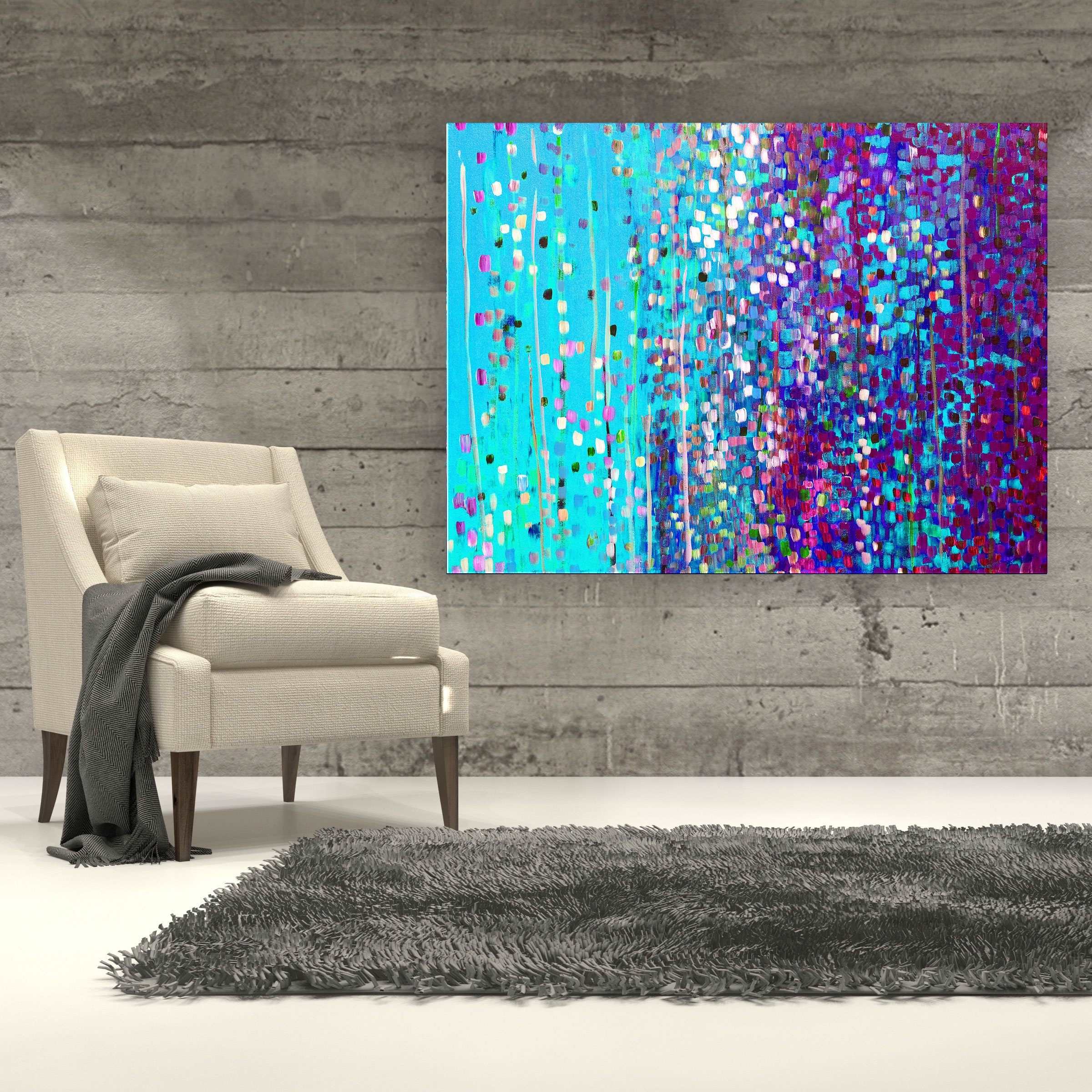 Blue &amp; Purple Print on Canvas by Louise Mead