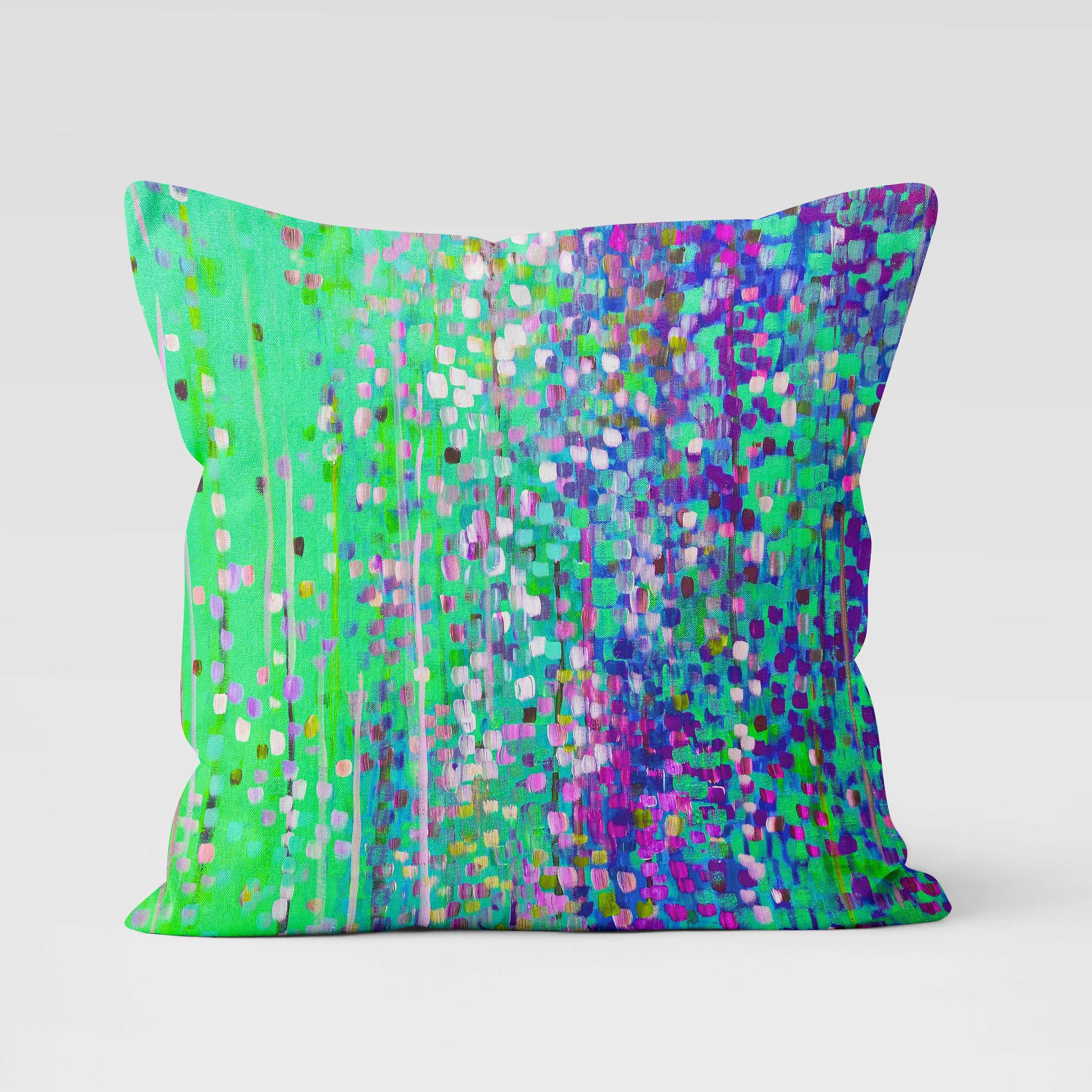 Mint Green & Purple Abstract Cushion - Louise Mead