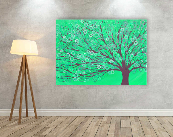 Green & Grey Tree Canvas Print - Louise Mead