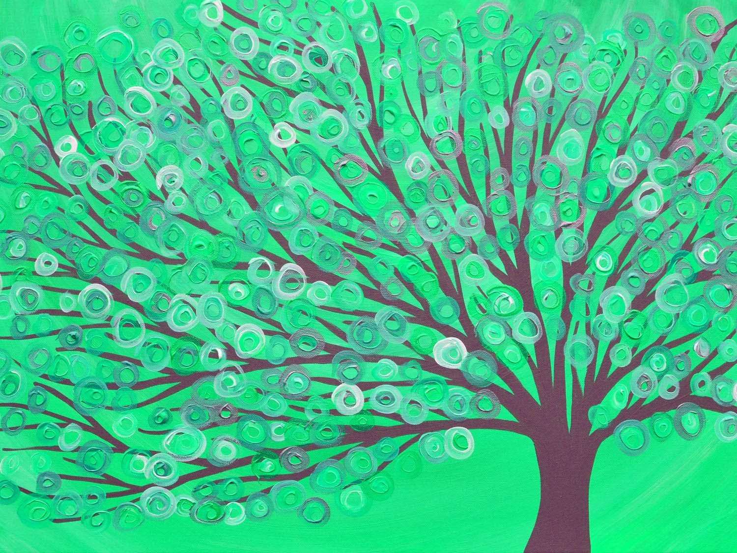 Green & Grey Tree Canvas Print - Louise Mead