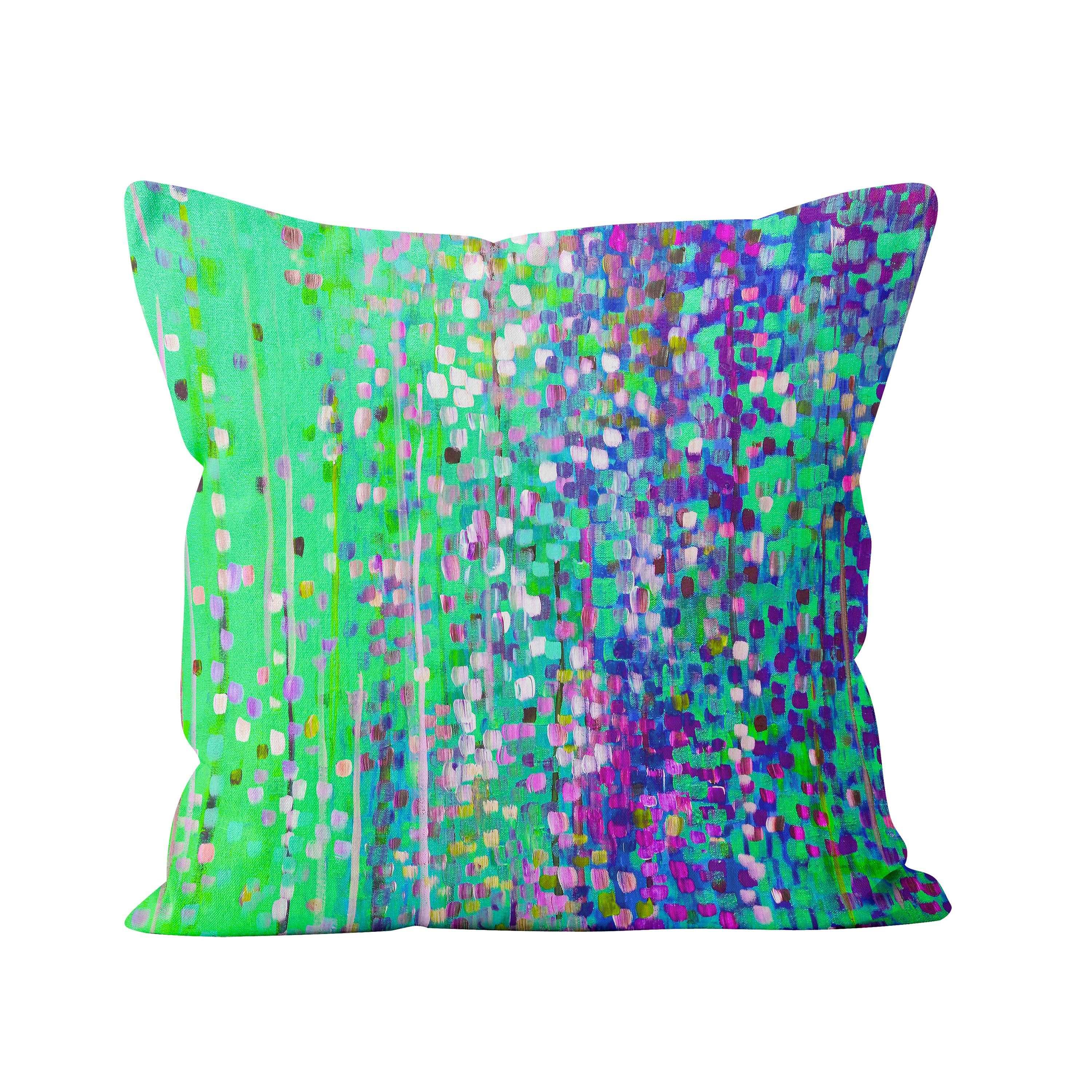 Mint Green & Purple Abstract Cushion - Louise Mead