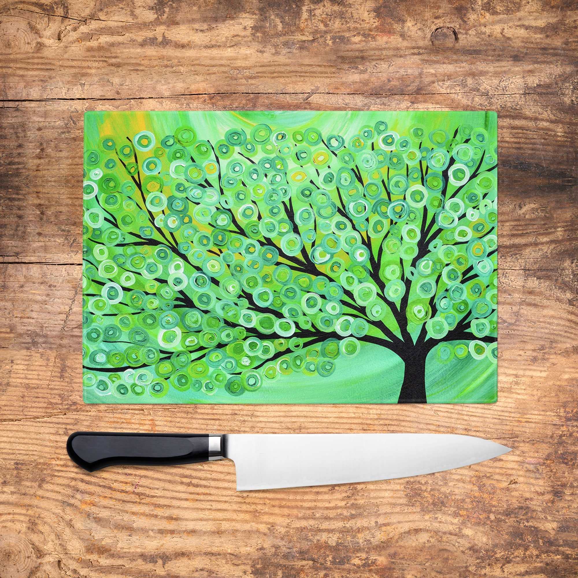 Green Tree Glass Chopping Board - Louise Mead