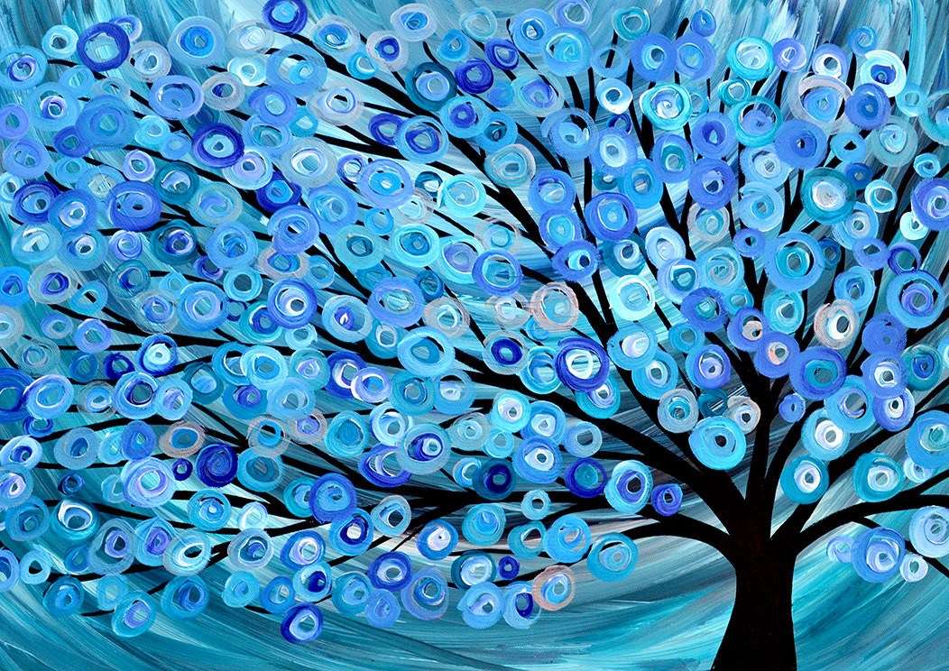 Blue Abstract Tree Wall Art Print - Louise Mead