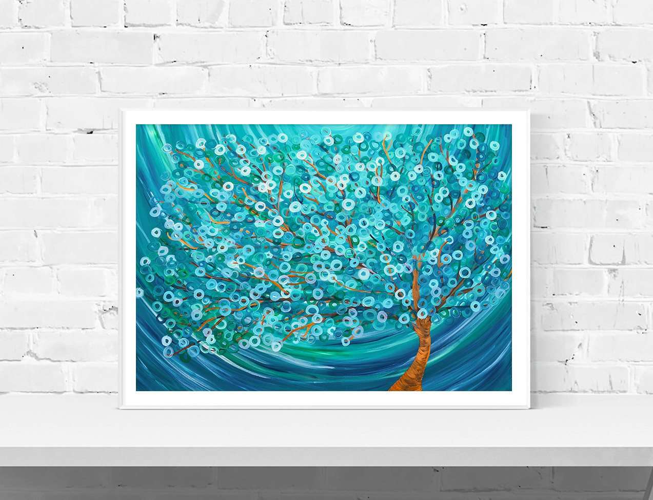 'Winter Morning Tree' Teal Wall Art Print - Louise Mead