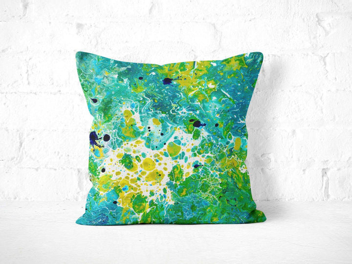 Teal & Green Square Pillow - Louise Mead