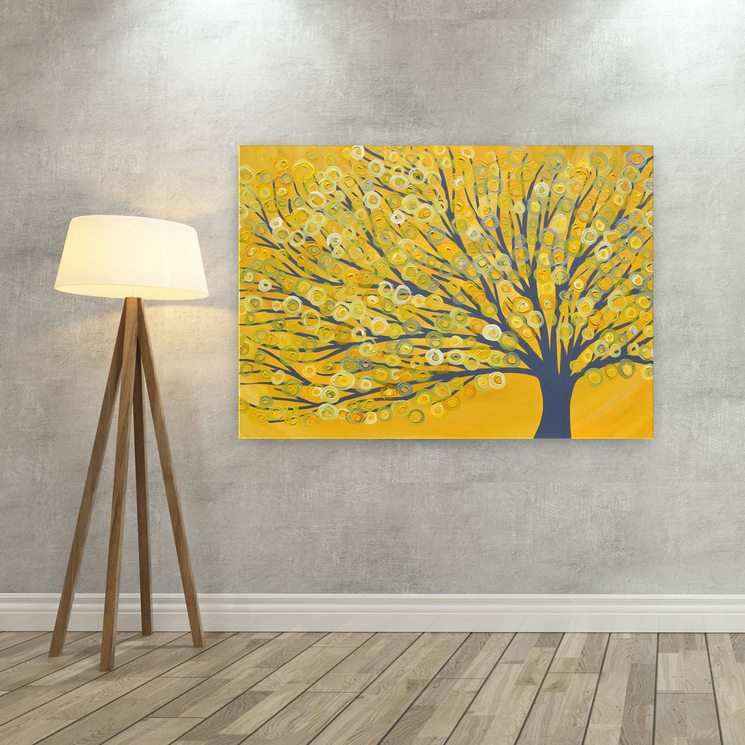 Yellow & Grey Tree Canvas Print - Louise Mead