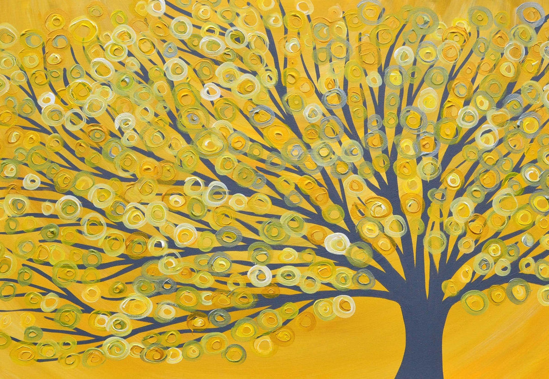 Yellow & Grey Tree Canvas Print - Louise Mead