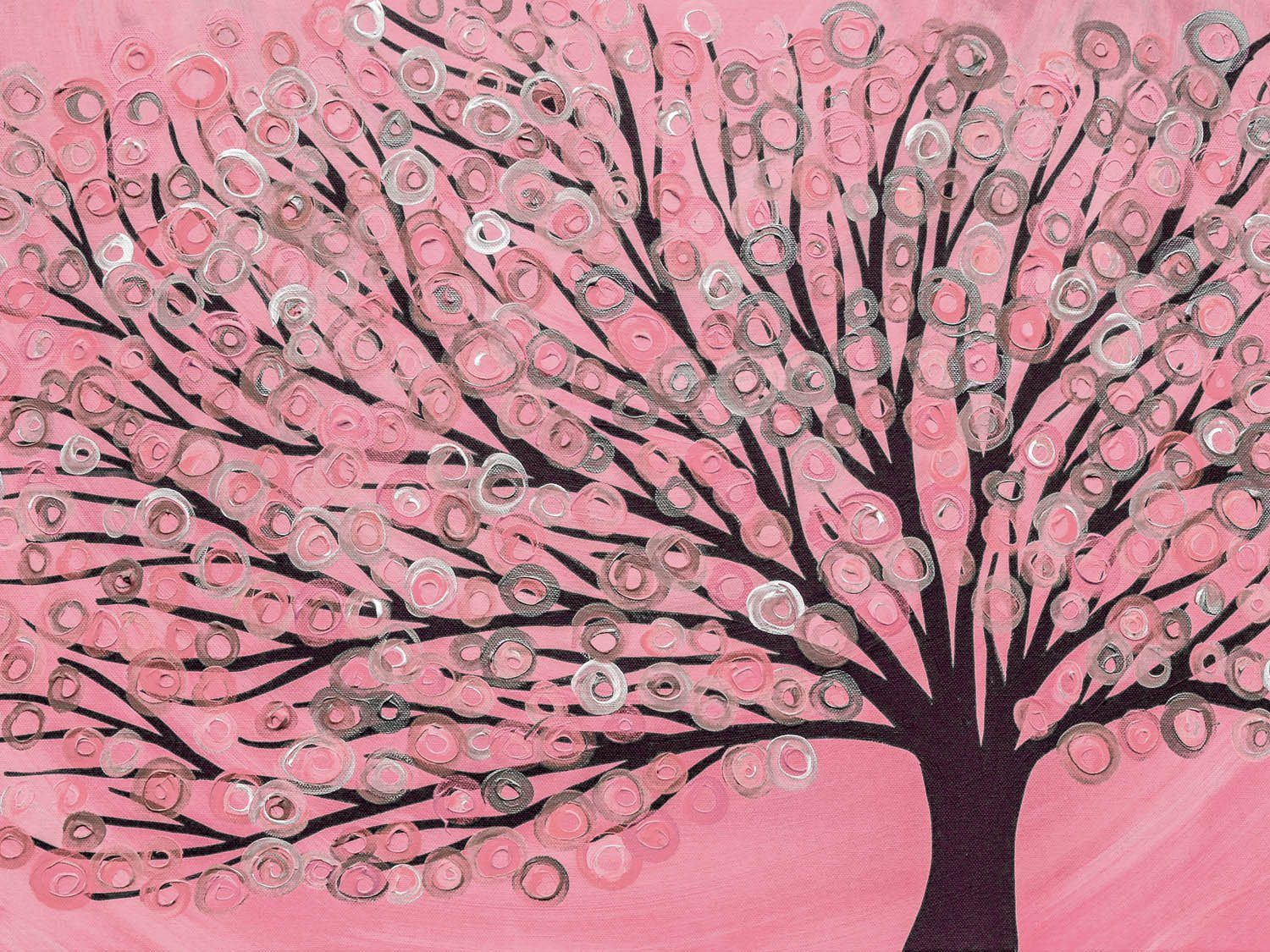 Pink & Grey Tree Canvas Print - Louise Mead
