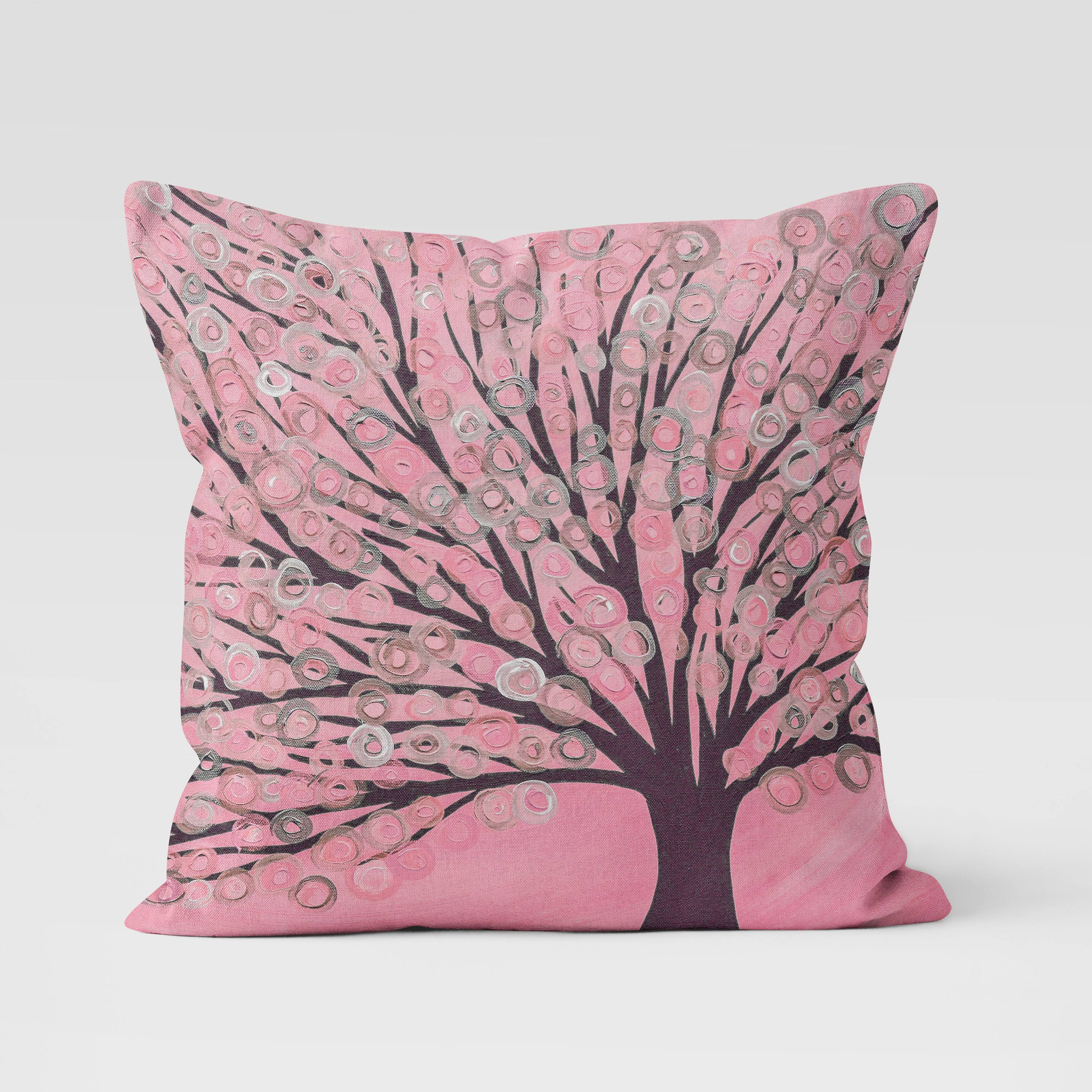 Pink & Grey Tree Cushion - Louise Mead