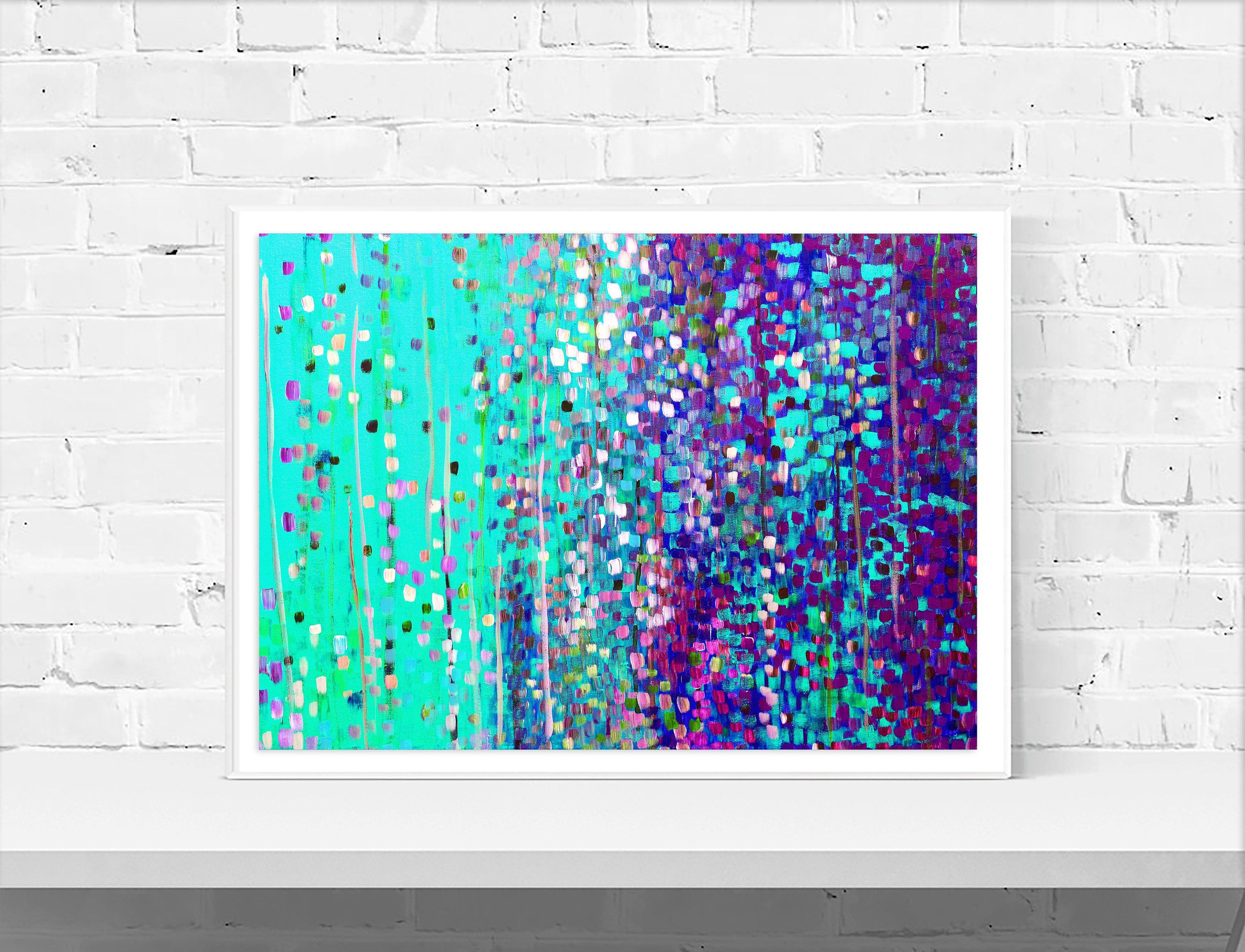 Turquoise & Purple Abstract Art Print - Louise Mead