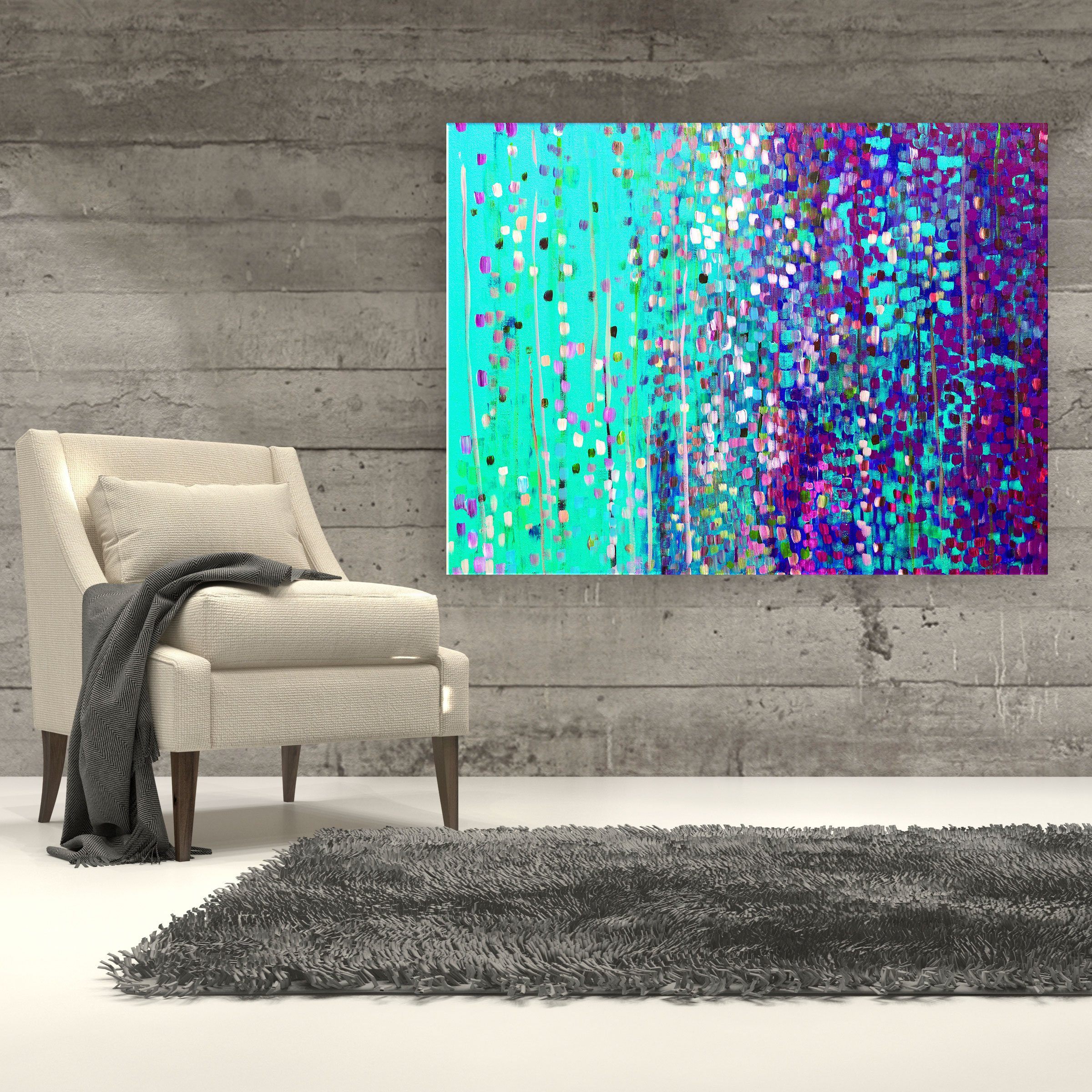 Turquoise & Purple Canvas Print - Louise Mead
