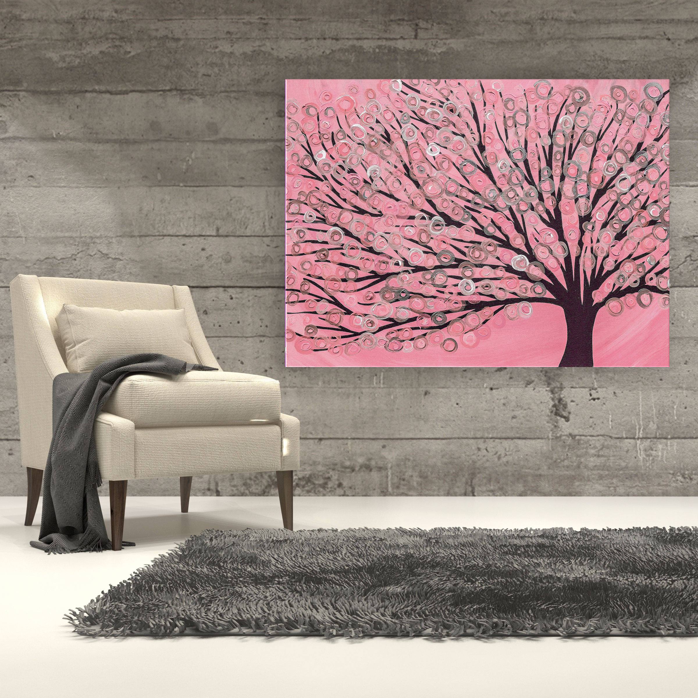 Pink & Grey Tree Canvas Print - Louise Mead