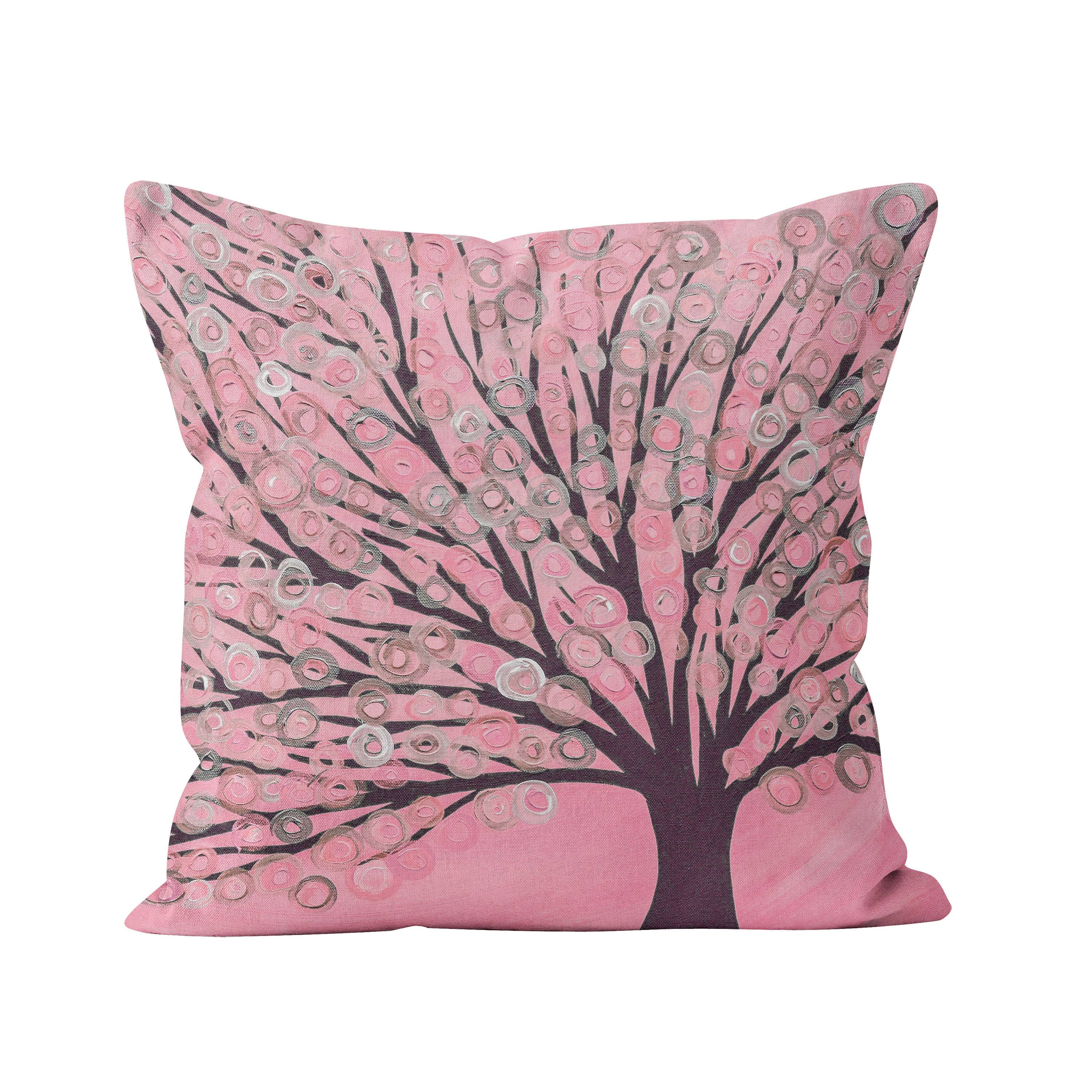 Pink & Grey Tree Cushion - Louise Mead