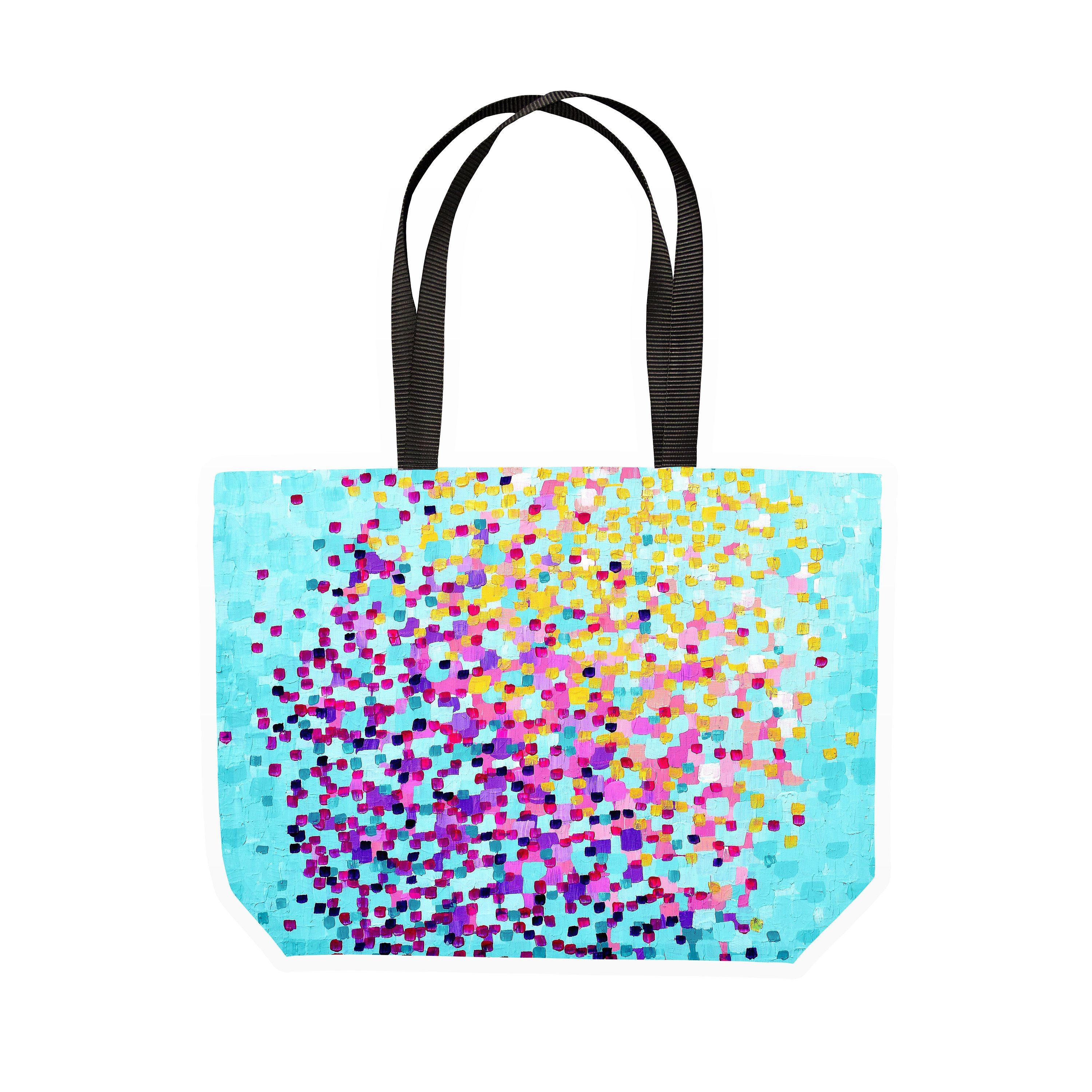 Turquoise & Purple Canvas Tote - Louise Mead
