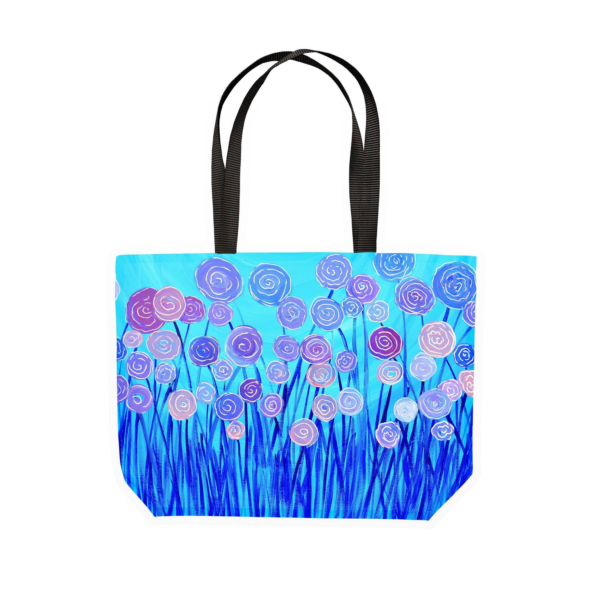 Blue Flowers Canvas Tote - Louise Mead