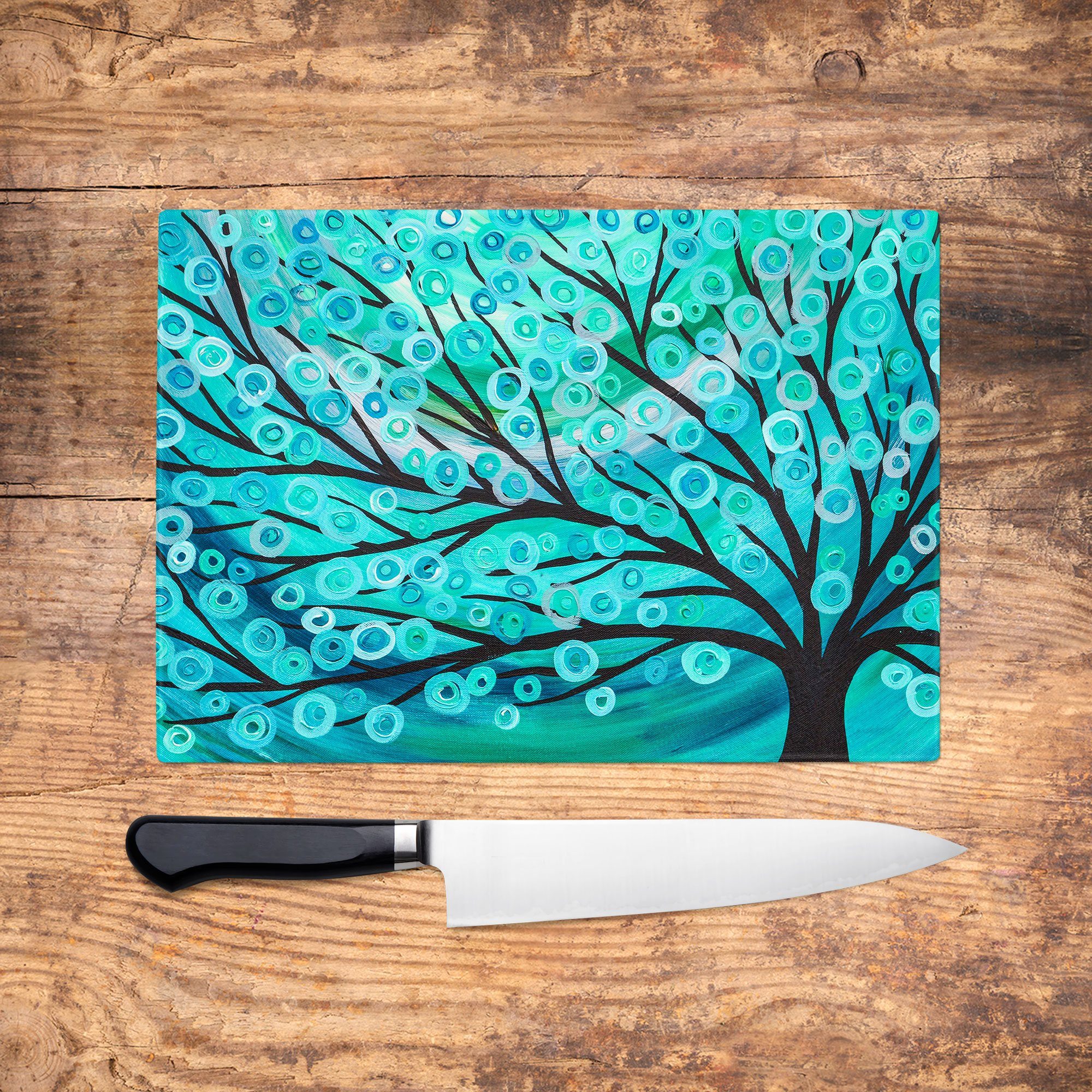 Teal Tree Glass Chopping Board - Louise Mead
