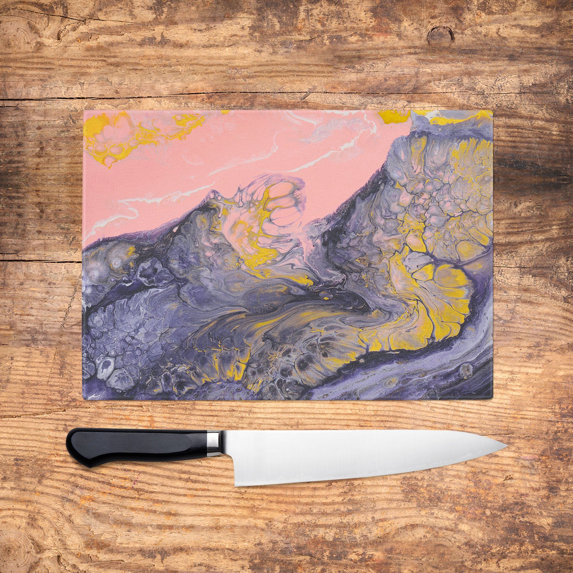 Pink & Navy Glass Chopping Board - Louise Mead