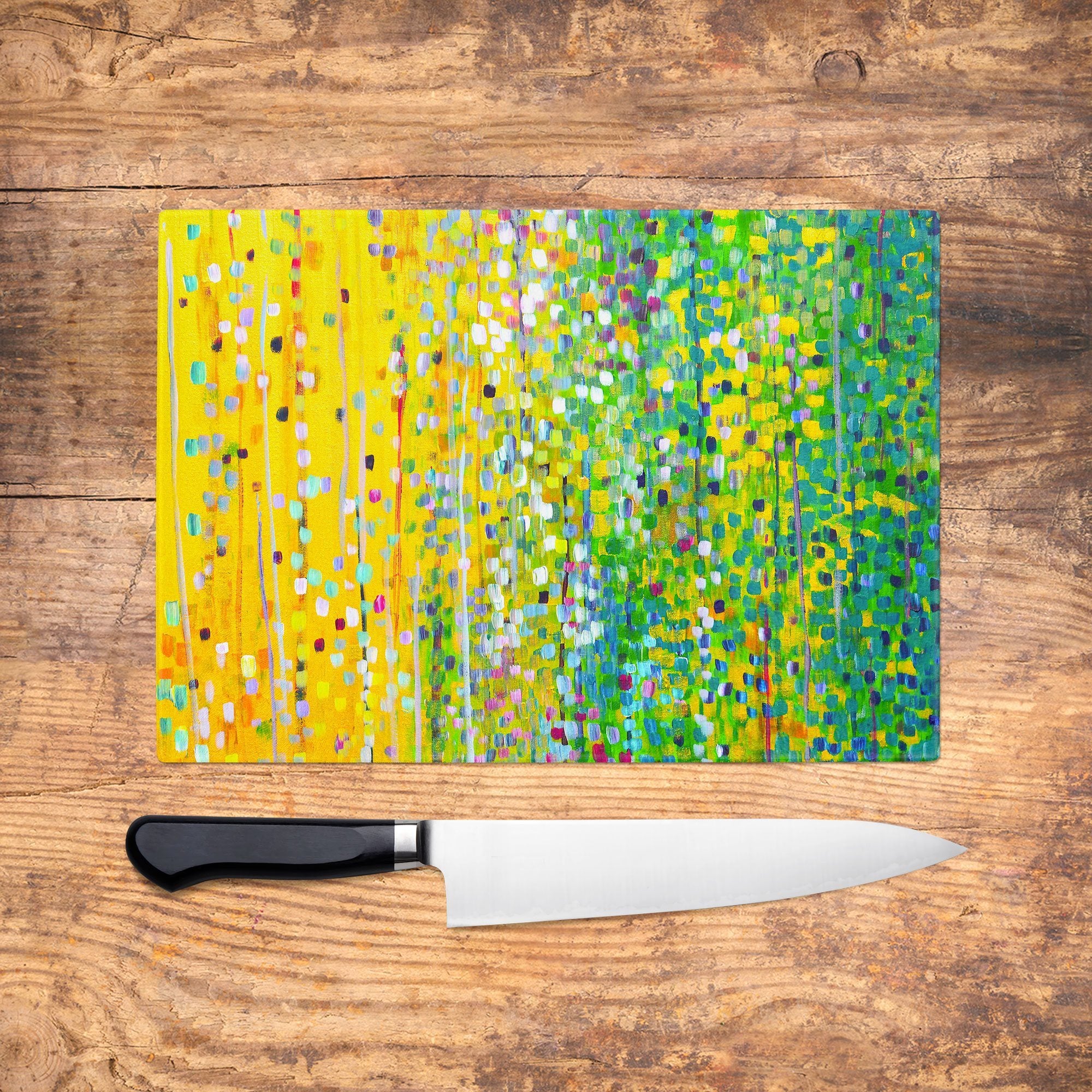 Yellow & Green Glass Chopping Board - Louise Mead