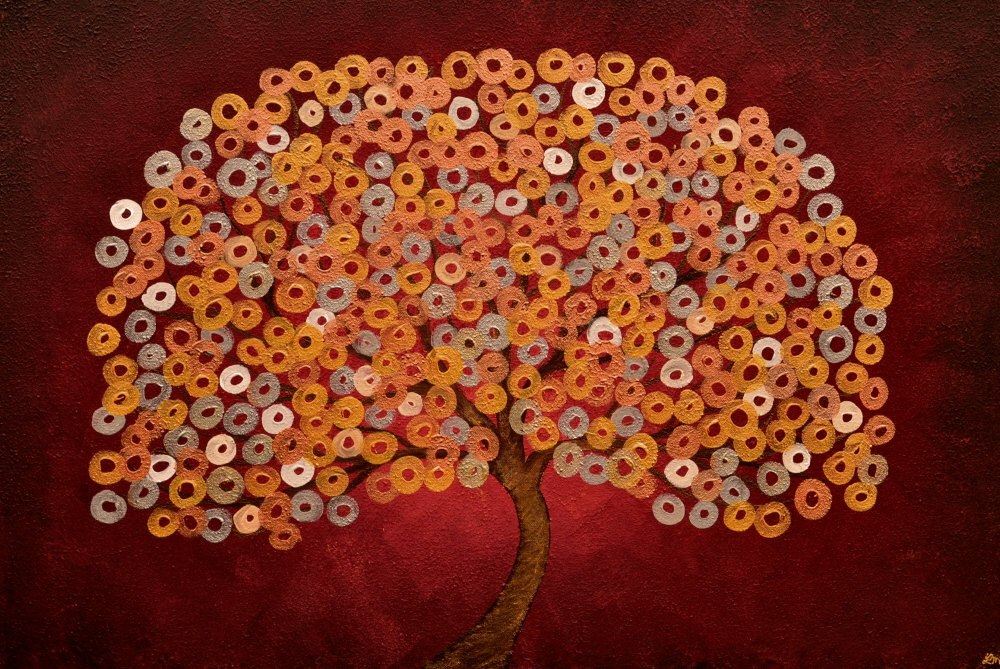 Red Abstract Tree Print - Louise Mead