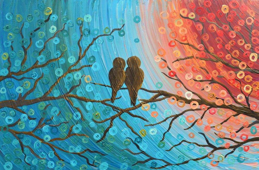 'Lovebirds' Wall Art Print - Louise Mead